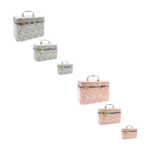 Juego de 3 cosmetiqueras rectangulares con estampado de corazones, variedad de colores / ls-473