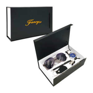 Kit de regalo para caballero con reloj de mano, llavero, 2 gemelos, bolígrafo y lentes de sol / fancy / lu4058