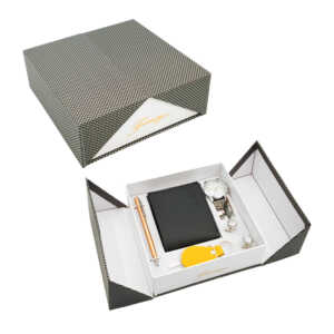 Kit de regalo para caballero con cartera, pluma, llavero, reloj de mano y 2 gemelos / fancy / lu4061