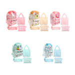 Mochila infantil de 2 compartimentos, 2 lapiceras, bolsa de mano y estampado de los amigos de hello kitty sanrio, variedad de modelos / lu5782