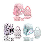 Mochila infantil con parche de personaje con 2 compartimentos, bolsa, lapicera + 2-4 mini bolsas con estampado de personajes de hello kitty sanrio, variedad de modelos y colores / lu5781