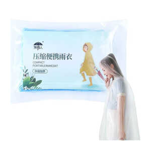 1pza Impermeable de plástico desechable liso, variedad de colores / compact portableraincoat / lu8843