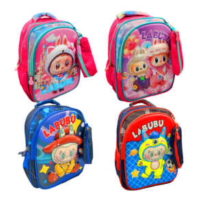 Mochila escolar infantil de 2 compartimentos con estampado de labubu + lapicera, variedad de colores / m9901
