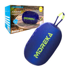 Bocina pequeña bluetooth portátil moreka en forma ovalada con correa, luz rgb, puertos usb, tf y tipo c, variedad de colores / moreka-419