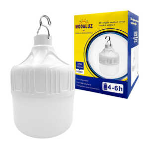 1pza Foco mediano recargable colgante ahorrador, con 3 modos de iluminación y entrada v8, variedad de usos / modaluz / 50w