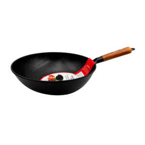 1pza Sartén wok hondo antiadherente con mango de madera, 32cm / chu gong fu wok / p-11353