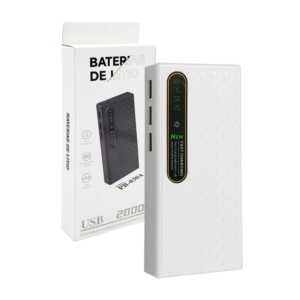 1pza Batería portátil / powerbank cuadrada de 20000 mah con 3 entradas usb, entrada v8 y lamparita led, variedad de colores / pb-030a