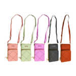 Bolsa de hombro portacelular para dama de cuero sintético con 2 compartimentos, correa, diseño de rombos y leyenda esmia, variedad de colores / qb-5061#