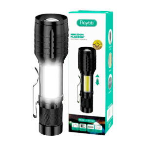 Mini lámpara linterna táctica recargable con luz led lateral, correa, ángulo ajustable, modos de iluminación y clip / sd-563 / mini zoom flashmgit