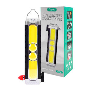Lámpara de emergencia led recargable multifuncional con panel led, foco tipo linterna, cortador de cinturón de seguridad, martillo de seguridad, gancho colgante, panel solar e indicador de batería / sd-581 / automotive work lights