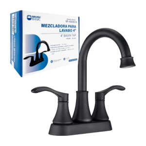 1pza Mezcladora para lavabo de 4 pulgadas, negra, con cuerpo de zinc y cubierta de plástico / solvex basic
