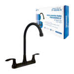 Mezcladora para lavabo grande de 8 pulgadas, negra, con cuerpo de zinc y cuello de acero inoxidable / solvex basic