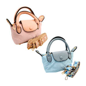 Bolsa de mano con detalles dorados, tipo plastificada y correa para dama, variedad de colores / luana / sl-132