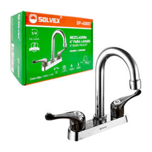 Mezcladora de 4 pulgadas para lavamanos, con acabado cromado, cuerpo y cartucho de latón / solvex / sp-40057