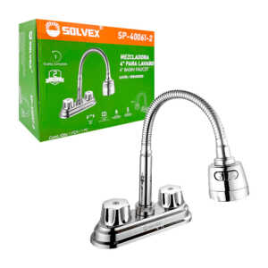 Mezcladora de 4 pulgadas para lavabo, con manguera flexible, cuerpo de latón y acabado cepillado / solvex / sp-40061-2