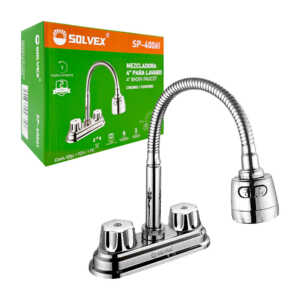 1pza Mezcladora para lavamanos de 4 pulgadas, con manguera flexible y chorro ajustable  / solvex / sp-40061
