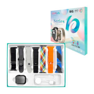 Set de smartwatch con 7 correas intercambiables de goma / tela y cargador inalámbrico, variedad de colores y diseños / u20plus / seven plus one