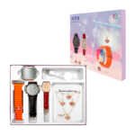 Set de smartwatch con 1 correa de goma intercambiable, 2 relojes de mano, cargador magnético y joyería para dama / at9  / t-at9