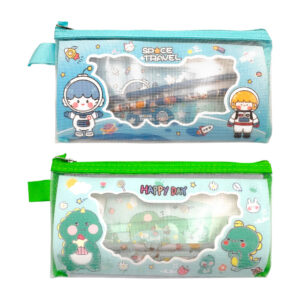 1pza Set de papelería infantil con 1 coloreta mallada mediana, 2 lápices, 1 sacapuntas, 1 regla, libreta de dibujo y 1 goma borrador, variedad de diseños / happy day / titiko