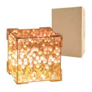 Cubo decorativo con efecto espejo de flores infinitas y luz led, variedad de colores / tmh-20