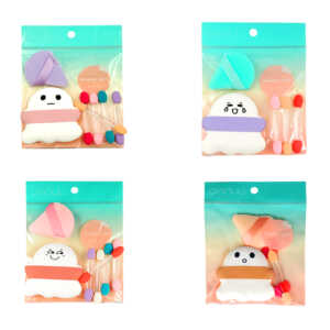 Set de maquillaje con 1 esponja en forma de fantasma, esponja para dedos y 3-5 aplicadores para sombra de doble punta, variedad de diseños y colores / ts-208