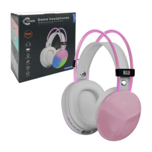 Audífonos diadema inalambricos con almohadillas ergonómicas cancelación de ruido, cable auxiliar luz rgb en almohadillas y diadema, variedad de colores / yjs105