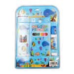 Kit de papelería infantil, con 1 caja de 12 colores, 6 lápices, 2 gomas de borrar y 1 sacapuntas, con estampado de peces animados, variedad de usos / colour pencils / zy-801