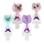 Cepillo para el cabello con forma de orejas de gato y estampado de mariposas con frases, variedad de colores / zxq02809 / cepillo gato / cepillo mariposa / 100018