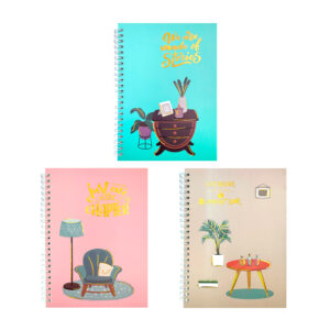 Libreta de doble espiral metálico con hojas páginas de rayas con frases en letras doradas, variedad de modelos / zxq02728