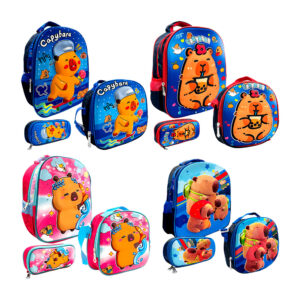 1pza Mochila infantil pequeña, con lonchera térmica, lapicera, relieve 3d, luces y estampado de capibara, variedad de diseños / 205 / capibara