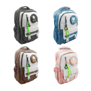 1pza Mochila bicolor de tela, con 5 compartimientos, broches ajustables y frase, variedad de colores / hello sport / 102#