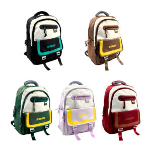 1pza Mochila de tela lisa, con 4 compartimientos, broches ajustables y frases, variedad de colores / xipai story / xi pai bag / 1027#