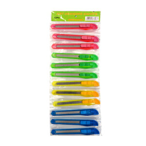 Paquete con 12 cutters pequeños de 13cm en variedad de colores / art desiging knives / 120d / 12 navaja