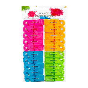 Paquete con 20 pinzas de plástico para la ropa, variedad de colores / 12120 / plastic clothes pin / pinza con gancho
