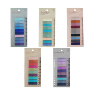 Blister de papelería con post it rectangulares lisos en 10 colores diferentes, y empaque tipo regla de 14cms, variedad de colores / color note / 24040-4