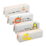 Lapicera rectangular de plástico translúcido con estampado de animales disfrazados de frutas y frases, variedad de modelos y colores / l68-52aq-2 / lapicera animales animados / avocato