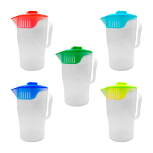 1pza Jarra de plástico con capacidad de 2 litros y asa agarradera ergonómica, variedad de colores / elitware / jarra eli