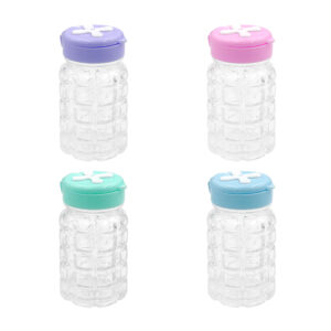 Salero de cristal de 8cm con relieve de cuadros con tapa de plástico, variedad de colores / salero redondo / 3h-24