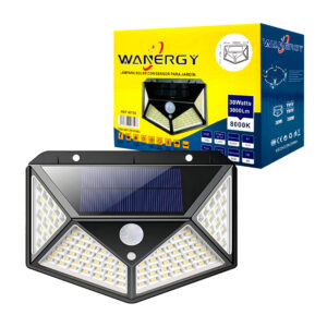 Lámpara solar led wanergy para exterior con sensor de movimiento, panel solar, 30w, 8000k y protección ip65 / 40754