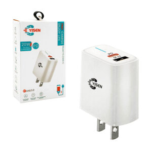 Cubo de carga rápida yisen con puerto usb y tipo c, 20w / fast charge enjoy life / ys-c004+c