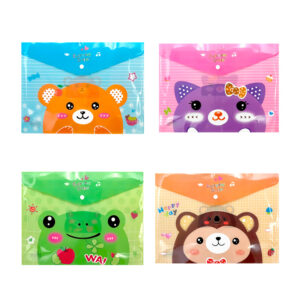 1pza Folder de plástico para documentos y/o hojas, con botón abrochable y estampado de animales kawaii, variedad de diseños / everyday smile / 5017f