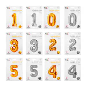 1pza Globo grande metálico para fiestas con forma de número y medida de 32 pulgadas, variedad de modelos y colores / 80cms / mylar / reino fiesta