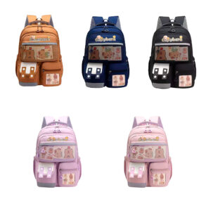 Mochila grande con 6 compartimentos, imagenes decorativas y estampado de capibara, variedad de colores / 518-1