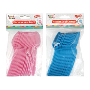 Paquete con 20 cucharas pequeñas de plástico lisas, para fiesta, variedad de colores / reino fiesta / 52378 / 52379