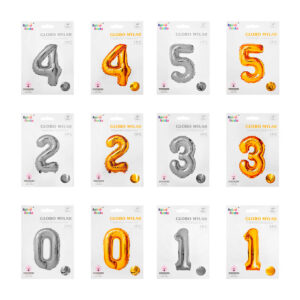 1pza Globo grande metálico para fiestas con forma de número y medida de 40 pulgadas, variedad de modelos y colores / 100cms / mylar / reino fiesta