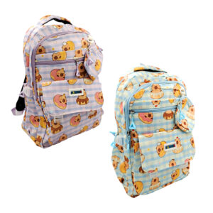 Mochila grande de 4 compartimentos con estampado de capibaras + monedero, variedad de modelos / 5515