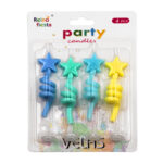 Paquete para fiesta con 4 velas de cumpleaños en forma de estrella, variedad de colores / reino fiesta / party candles