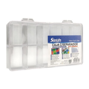 Caja organizadora rectangular translúcida con 10 compartimientos, multifuncional / 18x9.5x3.2cm / stelan / caja con separador