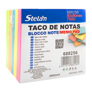 Paquete de notas adhesivas / post it cuadradas pequeñas, de colores lisos, variedad de colores / stelan / taco de notas / 80x80mm