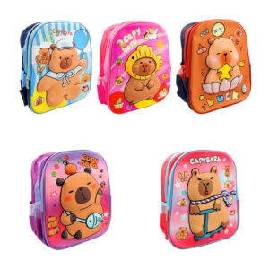1pza Mochila pequeña infantil de 2 compartimientos con relieve estampado de capibara, variedad de diseños / 888-4